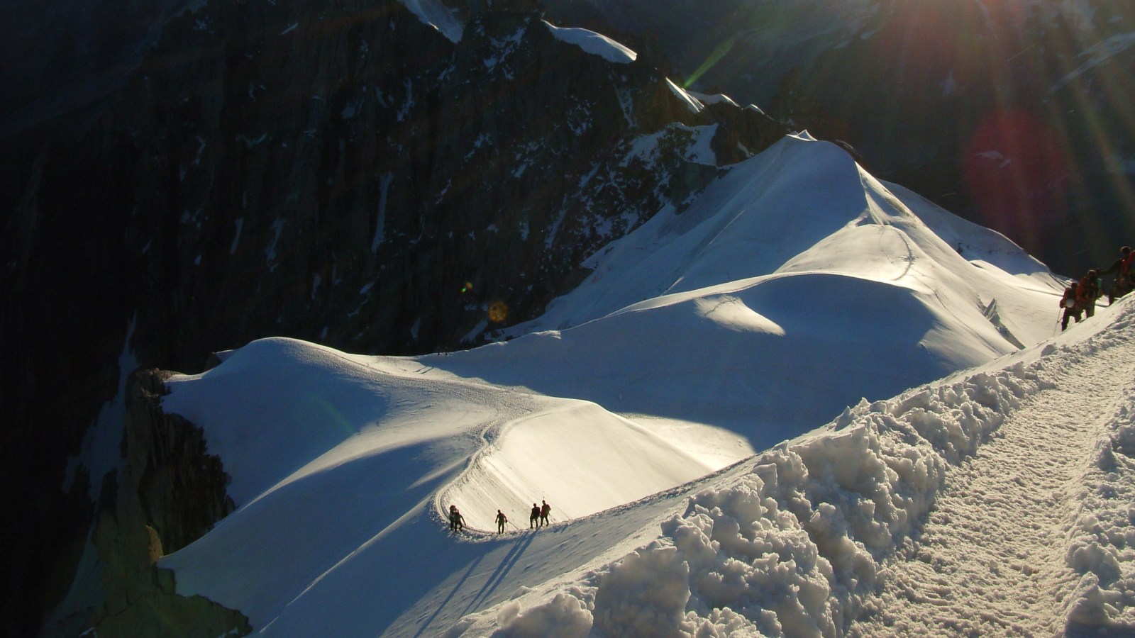 Steiler Grat vom Aiguille du Midi